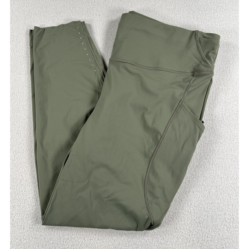 Lululemon Womens High-Rise Tight Cropped Leggings Side Pockets Green Size 16